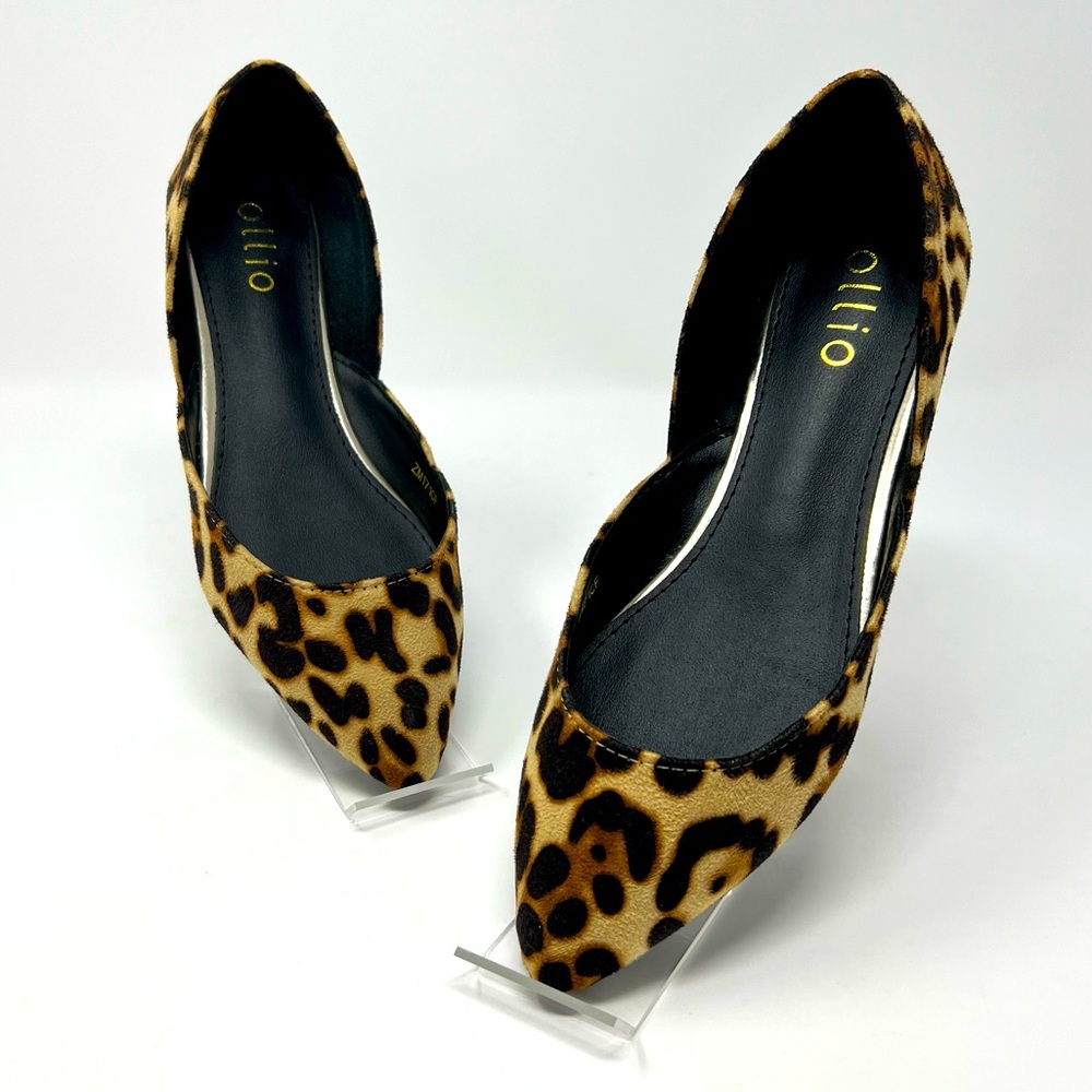 Ollio Faux Suede Leopard Flats